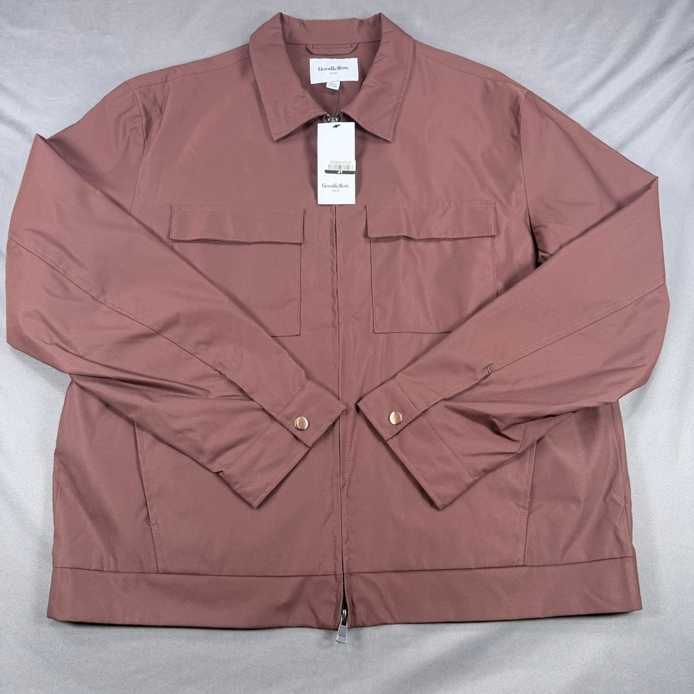 Goodfellow and Co Mens L Red Brown  Polyester Harrington Full Zip Utility Jacket